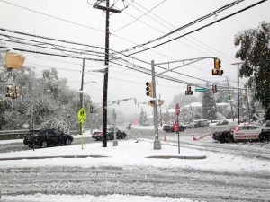 Snow in Westwood (10/29/11).